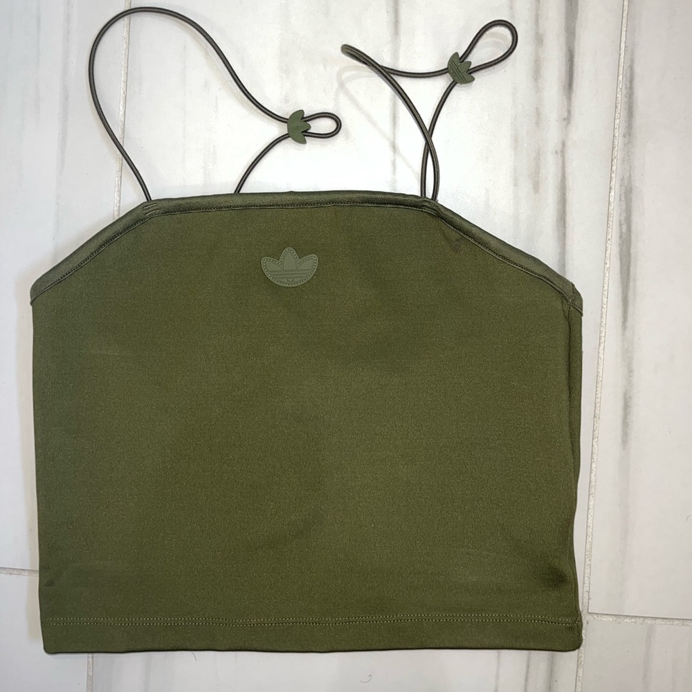Adidas army green tank top size small